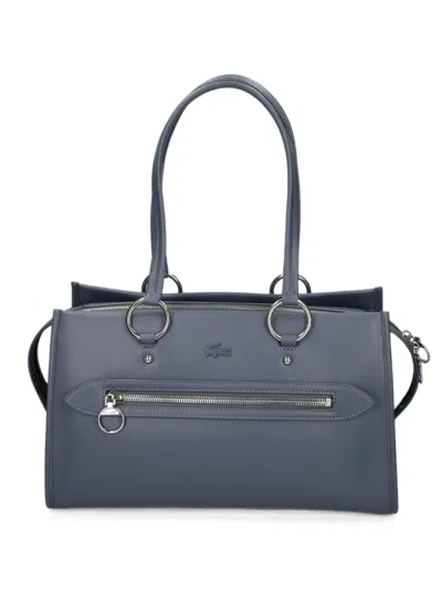 Lacoste Celys Medium Ring-detail Shoulder Bag In Blue
