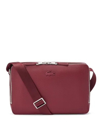 Lacoste Chantaco Leather Bag In Red