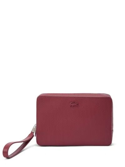 Lacoste Chantaco Leather Clutch Bag In Red