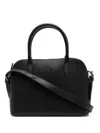 Lacoste Chantaco Piqué Leather Mini Tote Bag In Black