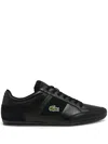 Lacoste Chaymon Bl Leather And Synthetic Tonal Mens Trainers In Black