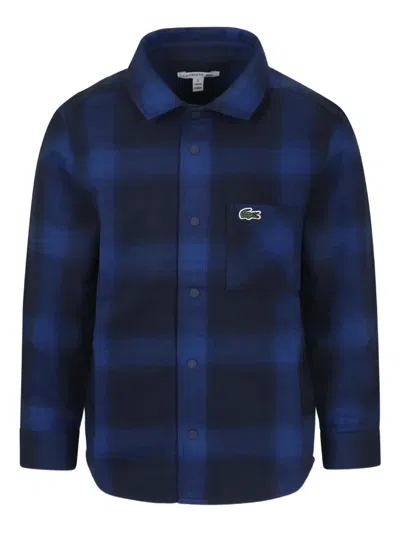 Lacoste Kids' Check-print Shirt In Blue