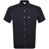 Lacoste Check Short Sleeved Shirt Navy In Navy
