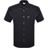 Lacoste Check Short Sleeved Shirt Navy In Navy