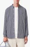 Lacoste Checker Cotton Pinpoint Button-down Shirt In Gray