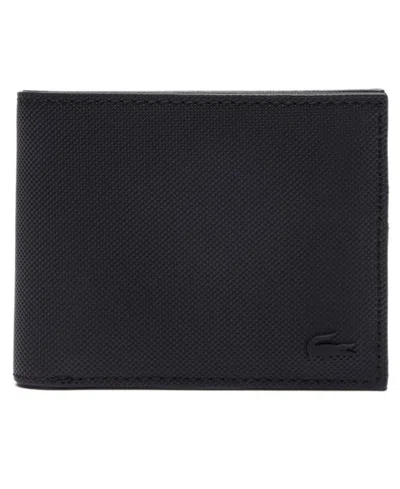 Lacoste Classic Bifold Petit Pique Faux Leather Wallet In Noir