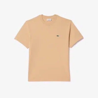Lacoste Classic Cotton Point Cut T -shirt In Neutral