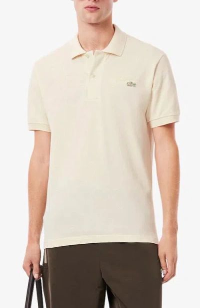 Lacoste Classic Fit Embroidery Detail Cotton Piqué Polo In Neutral