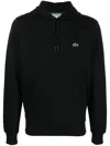 Lacoste Cotton Blend Sweatshirt With Adjustable Hood In Black