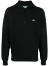 Lacoste Cotton Blend Sweatshirt With Adjustable Hood In Black
