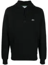 Lacoste Cotton Blend Sweatshirt With Adjustable Hood In Black