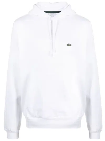 Lacoste Classic Fit Fleece Hoodie Clothing In White