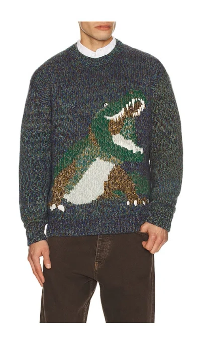 Lacoste Classic Fit Intarsia Knit Sweater In Green