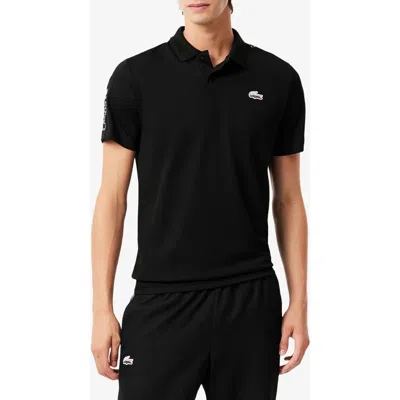 Lacoste Classic Fit Logo Tape Cotton Piqué Polo In Black