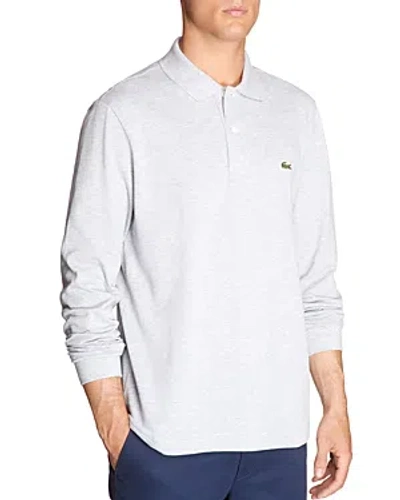 Lacoste Classic Fit Long-sleeve Pique Polo Shirt In Gray
