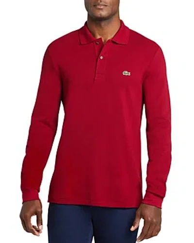 Lacoste Long Sleeve Classic Pique Polo Shirt In Burgundy