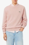 Lacoste Classic Fit Merino Wool Crewneck Sweater In Pink