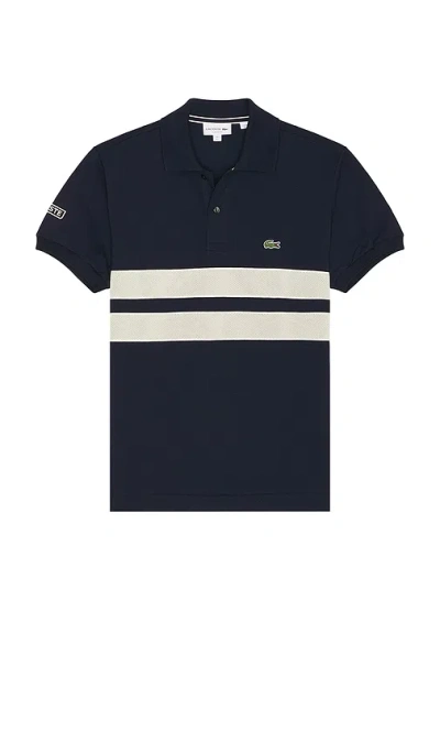 Lacoste Classic Fit Mesh Insert Polo In Blue
