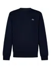 Lacoste Navy Organic Cotton Crew Neck Sweater In Blue