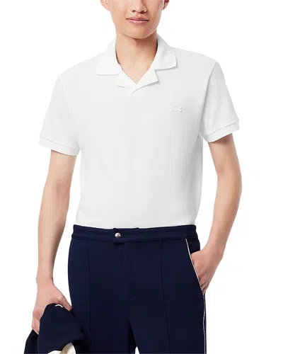 Lacoste Classic Fit Open Neck Paris Polo Shirt In White