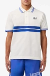Lacoste Classic Fit Stripe Piqué Knit Polo In Farine/ Ladigue