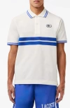 Lacoste Striped Organic-cotton Polo Shirt In Farine/ladigue