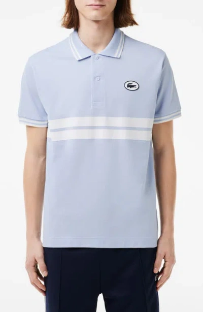 Lacoste Classic Fit Stripe Piqué Knit Polo In Phoenix/farine