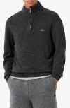 Lacoste Classic Fit Wool Quarter Zip Sweater In Gray