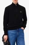 Lacoste Long-sleeve Fitted Pullover With Half-zip Closure In Black