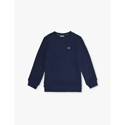 Lacoste Kids' Navy Blue Classic Log-patch Long Sleeve Cotton-jersey Sweatshirt 4-16 Y