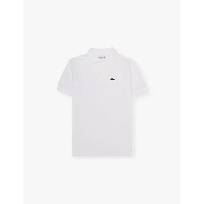 Lacoste Kids' Logo-embroidered Short-sleeved Polo Shirt In White