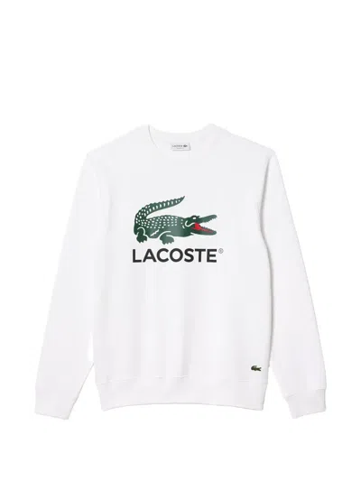 Lacoste Classic-fit Fleece Sweatshirt In White