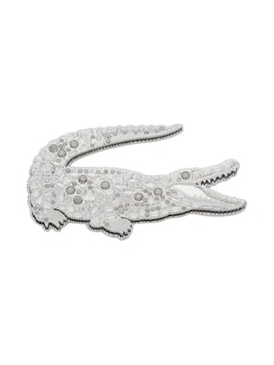 Lacoste Clear Crystal Brooch In Metallic