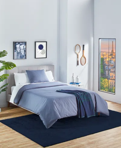 Lacoste Percale 2 Piece Duvet Cover Set, Twin In Vintage Indigo