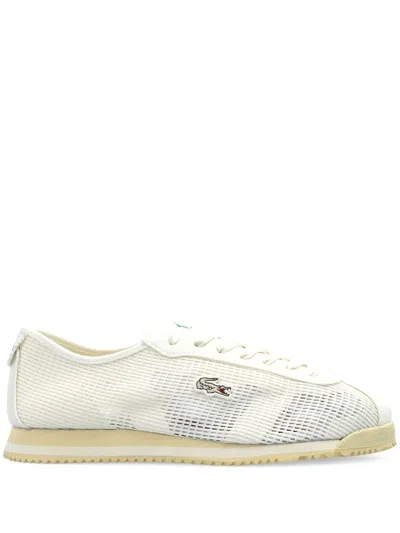 Lacoste Club-low Mesh-panel Sneakers In Beige
