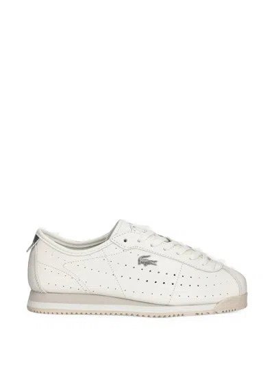 Lacoste Club Perforated Logo-plaque Sneakers In Neutral