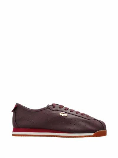 Lacoste Club-low Perforated Leather Sneakers In Brown