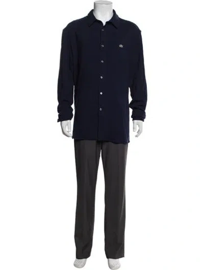 Pre-owned Lacoste Collar Long Sleeve Polo Shirt In Blue