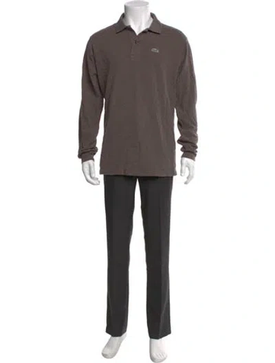 Pre-owned Lacoste Collar Long Sleeve Polo Shirt In Brown
