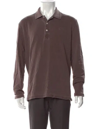 Pre-owned Lacoste Collar Long Sleeve Polo Shirt In Brown