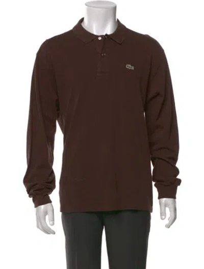 Pre-owned Lacoste Collar Long Sleeve Polo Shirt In Brown