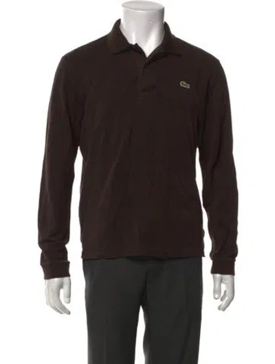 Pre-owned Lacoste Collar Long Sleeve Polo Shirt In Brown