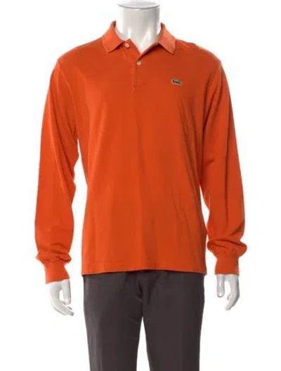 Pre-owned Lacoste Collar Long Sleeve Polo Shirt In Orange