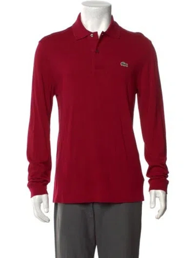Pre-owned Lacoste Collar Long Sleeve Polo Shirt In Red