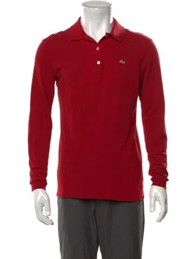 Pre-owned Lacoste Collar Long Sleeve Polo Shirt In Red