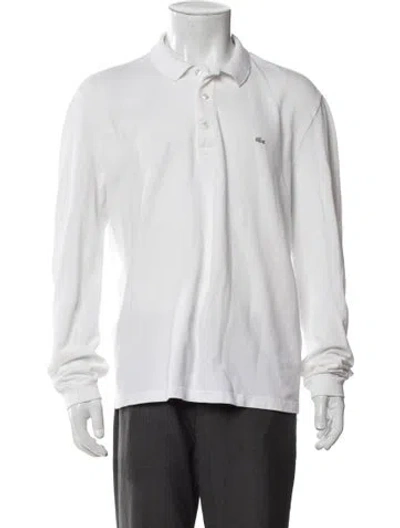 Pre-owned Lacoste Collar Long Sleeve Polo Shirt In White
