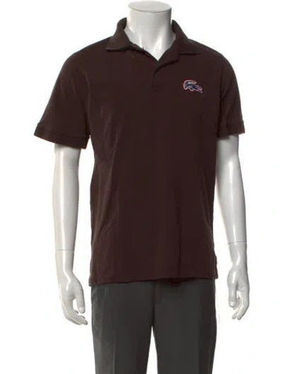 Pre-owned Lacoste Collar Short Sleeve Polo Shirt In Brown