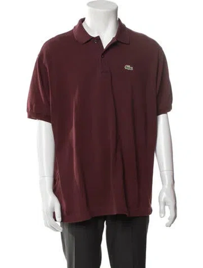 Pre-owned Lacoste Collar Short Sleeve Polo Shirt In Burgundy