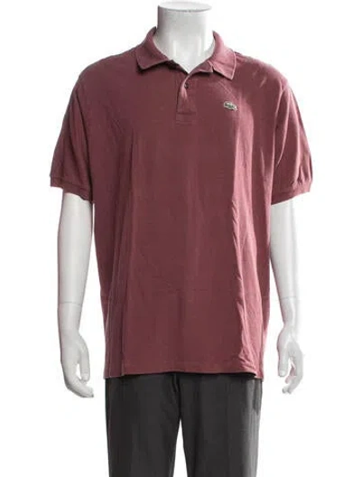 Pre-owned Lacoste Collar Short Sleeve Polo Shirt In Burgundy