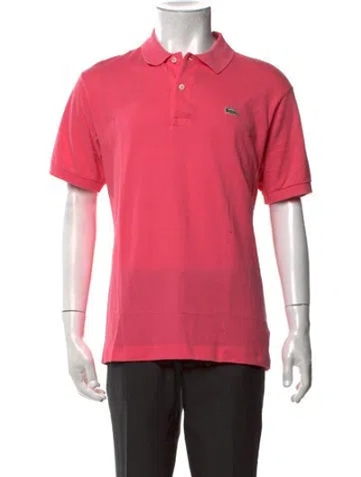 Pre-owned Lacoste Collar Short Sleeve Polo Shirt In Burgundy
